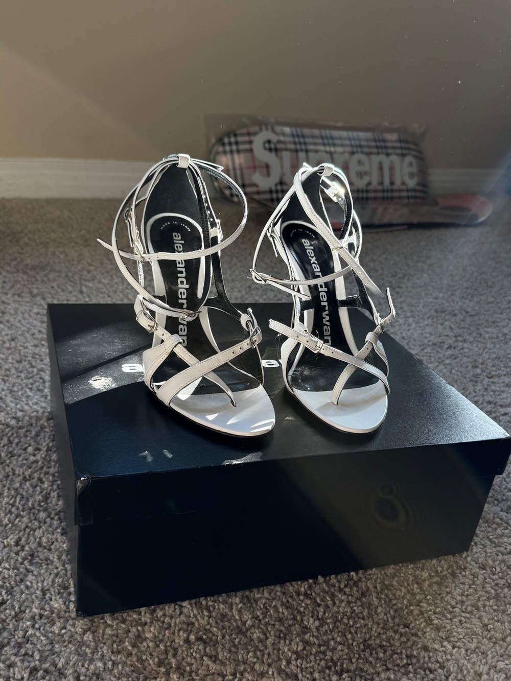 Alexander Wang White Strappy Stiletto Sandals